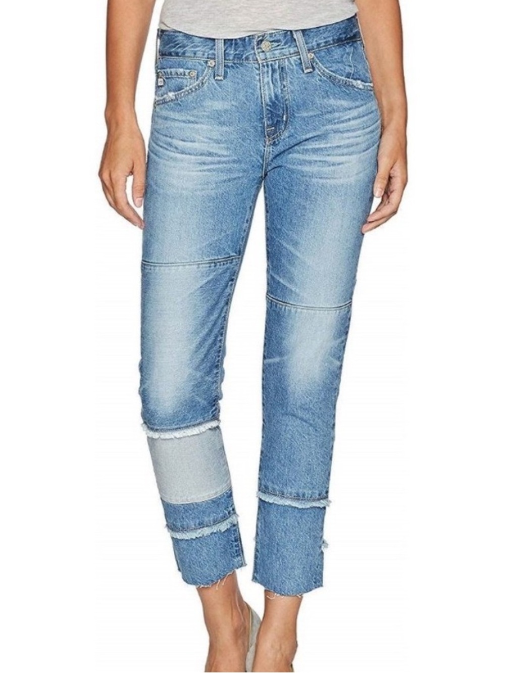 AG Jeans Patchwork Ex-Boyfriend Raw Hem